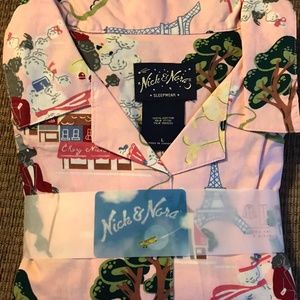 Nick & Nora Poodles in Paris Pajamas Large NWT